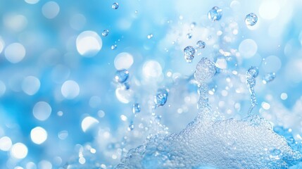 Water Splashing in Light Blue Background