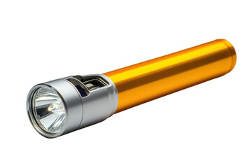Sleek Gold Flashlight Bright LED Light Portable Power Emergency Light on transparent background