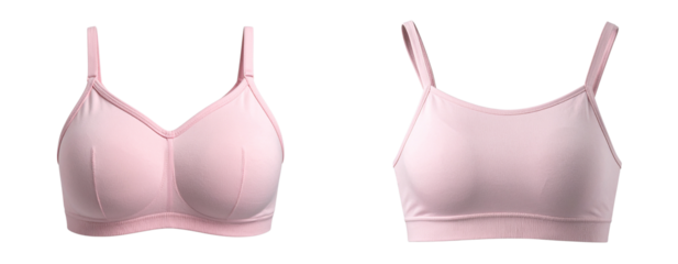 Simple Light Pink Cotton Bralette with Seamless Design, Isolated on Transparent Background