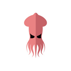 Squid colored flat vector icon. For any platform action promotion and advertising mockup. Isolated symbol sign used for: mobile, app, design, web, dev, ui, ux, gui. EPS 10. For your project