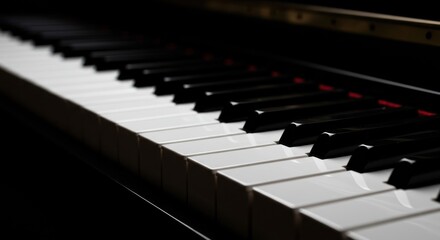 Naklejka premium Piano keyboard representing musical harmony and artistry, featuring black and white keys