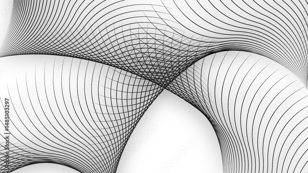 Poster tech inspired abstract motion background. black light lines futuristic grid on white background. 4k 
