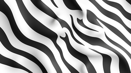 Abstract zebra pattern on fabric with realistic folds and shadows in black and white tone elegant design