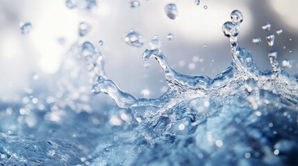 High speed water splash motion in clear liquid for fresh drink aqua texture background frozen detail