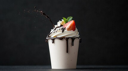 Delicious Banana Split with Chocolate Drizzle and Whipped Cream