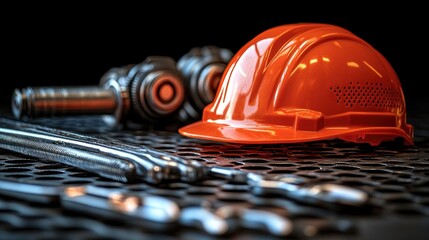 Safety First: Construction Hard Hat and Tools
