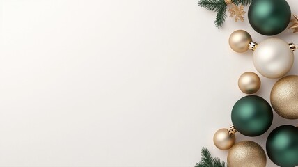 Elegant Christmas Background with Green and Gold Ornaments green gold elegant holiday season festive
