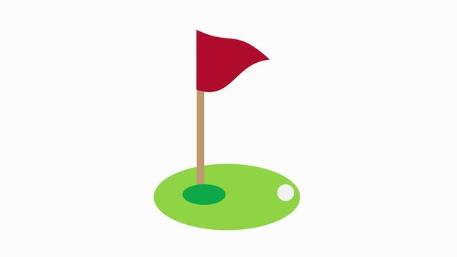 golf flag icon animation illustration flat