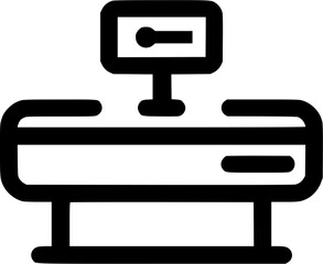 Minimalist cash register illustration on white