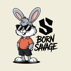 Cool Bunny Streetwear Born Savage