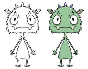 Monster Illustration, Ausmalbild, Ausmalen