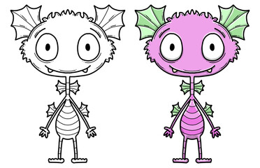 Monster Illustration, Ausmalbild, Ausmalen