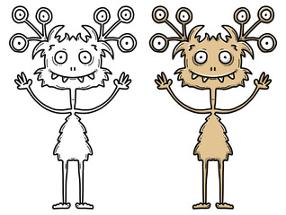 Monster Illustration, Ausmalbild, Ausmalen