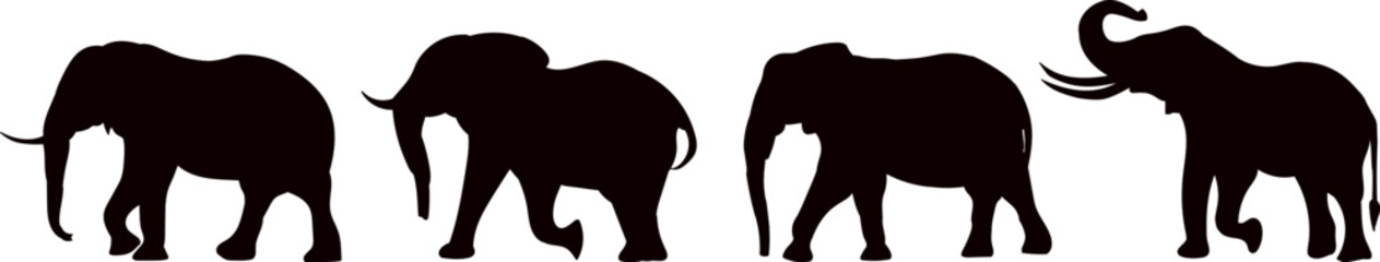 elephants silhouette vector