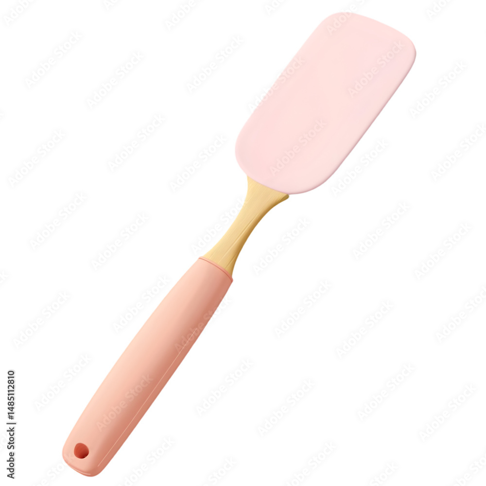 Poster vibrant pink spatula with a light wooden handle is depicted against a deep crimson background. the o