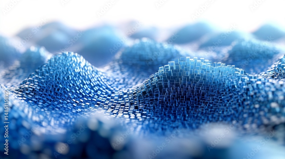 Aufkleber a dynamic wave matrix composed of hundreds of gradient blue acrylic cubes, the cubes are made of tra