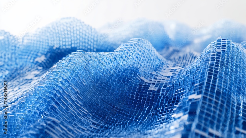 Aufkleber a dynamic wave matrix composed of hundreds of gradient blue acrylic cubes, the cubes are made of tra