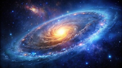 Obraz premium Deep space galaxy with stars and nebulae in a dark blue background , astronomy, galaxy, astronomy, galaxy