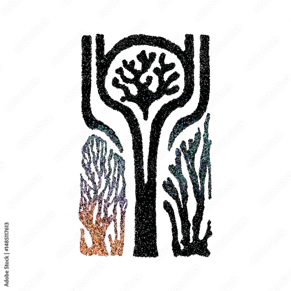Poster abstract tree design with sparkle effect isolated on a transparent background