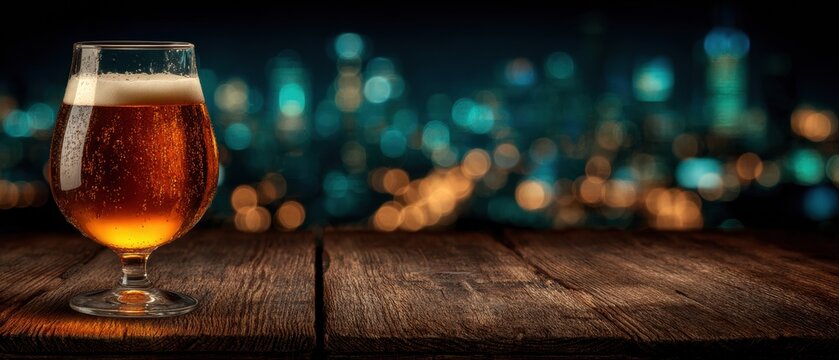 Craft beer elegance a cozy bar scene with atmospheric bokeh