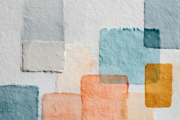 Soft watercolor art in light gray, sky blue, and peach with abstract geometric shapes. Perfect for minimalist designs, modern decor, and creative projects. Elegant and soothing