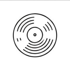 black vinyl record icon logo on isolated white background