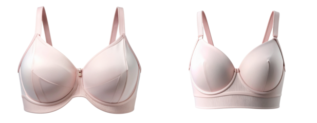 Soft Pink Seamless Push-Up Bra with Underwire, Isolated on Transparent Background