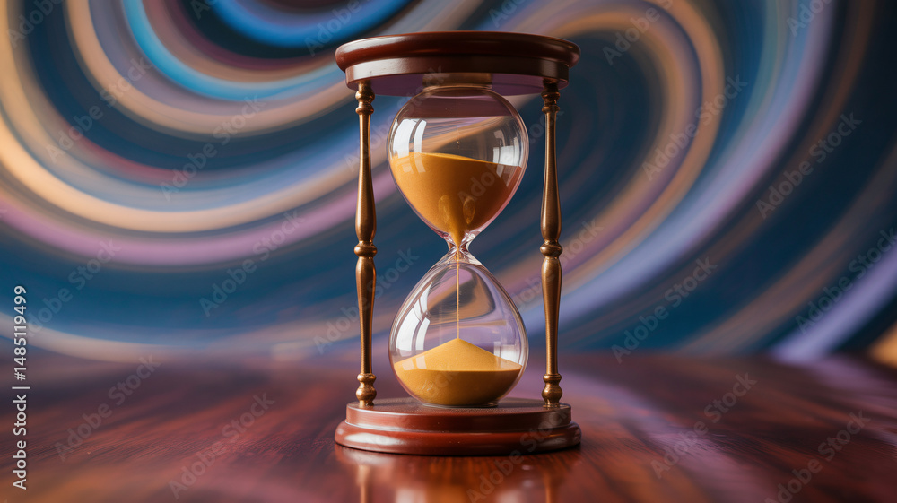 Poster sand hourglass flowing background created by generative ai