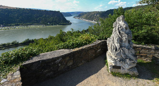 View at river Rhine from Loreley viewpoint in Germany