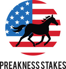 Preakness Stakes Horse Racing vector, icon. The Preakness Stakes is traditionally held on the third Saturday in May.