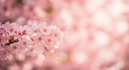Delicate Pink Cherry Blossoms in Soft Focus, Springtime Floral Beauty