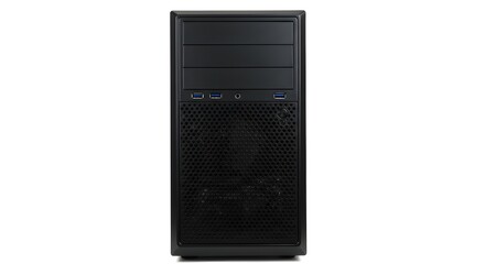 Fototapeta premium Sleek Black Computer Tower Modern PC Case Design