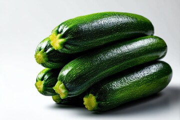 Fresh green zucchini isolated on a clean white background. Perfect for healthy cooking, vegan recipes, and food marketing. High-quality, vibrant image.
