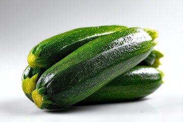 Fresh green zucchini isolated on a clean white background. Perfect for healthy cooking, vegan recipes, and food marketing. High-quality, vibrant image.