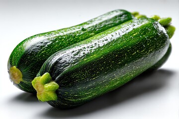Fresh green zucchini isolated on a clean white background. Perfect for healthy cooking, vegan recipes, and food marketing. High-quality, vibrant image.