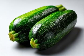 Fresh green zucchini isolated on a clean white background. Perfect for healthy cooking, vegan recipes, and food marketing. High-quality, vibrant image.