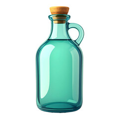 Teal glass bottle with cork stopper and handle
