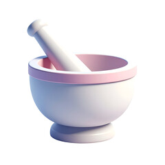 White ceramic mortar and pestle for cooking