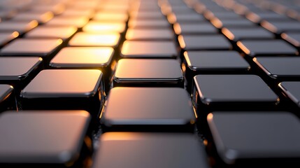 Obraz premium Abstract Black Squares Illuminated by Warm Light