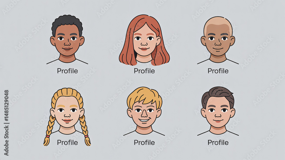 Aufkleber set of user profile icons in various styles