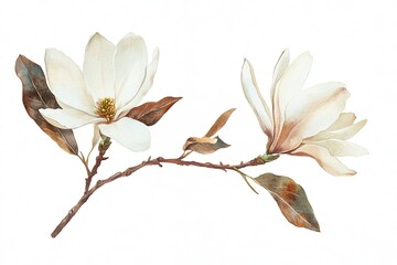Delicate magnolia blossoms on a branch