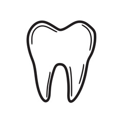 Detailed black outline drawing displays a simplified anatomical tooth on a transparent background
