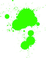 green watercolor brush painting drop splatter splash on white background