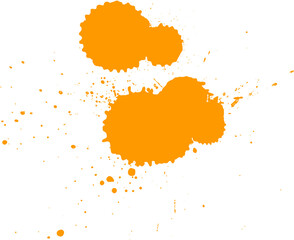 orange watercolor brush painting dropped splatter splash on white background