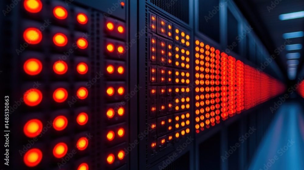 Poster illuminated data center: a glimpse into the heart of digital infrastructure
