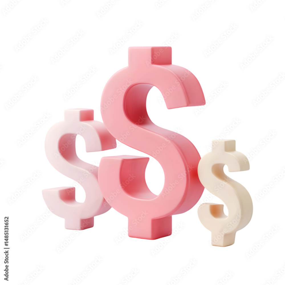 Aufkleber stylized 3d rendering of multiple dollar signs in pastel pink and cream colors. the design is visual