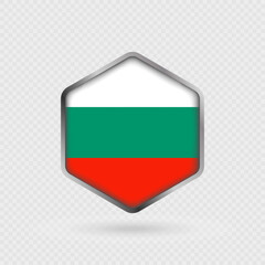 Bulgaria flag icon in hexagon shape.