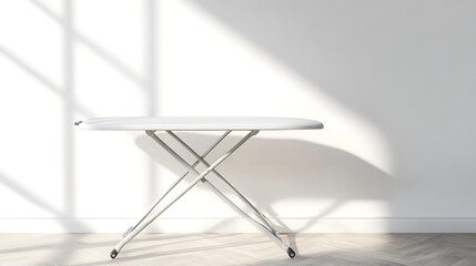Folded Ironing Board Mockup Leaning Against White Wall