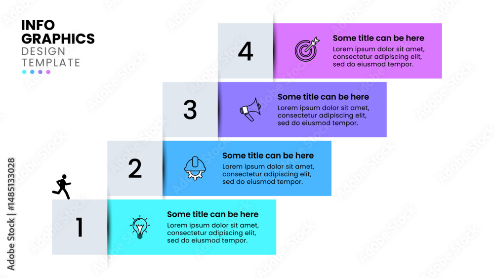 Poster infographic template. staircase with numbers and 4 steps