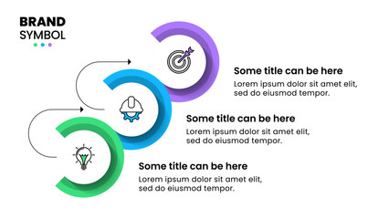 Infographic template. 3 connected circles with icons